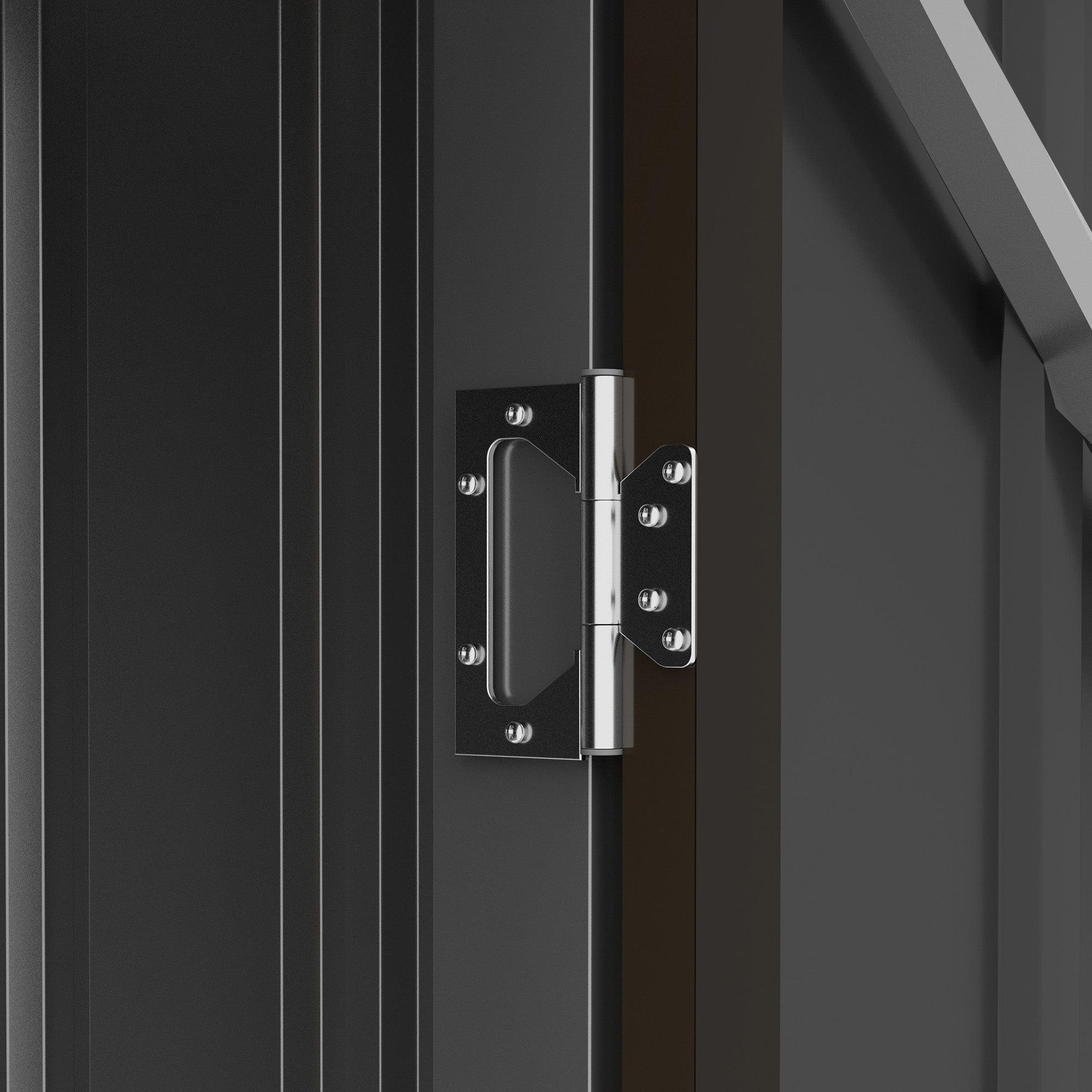 steel tool shed with pent roof and lockable garden cabinet, brown