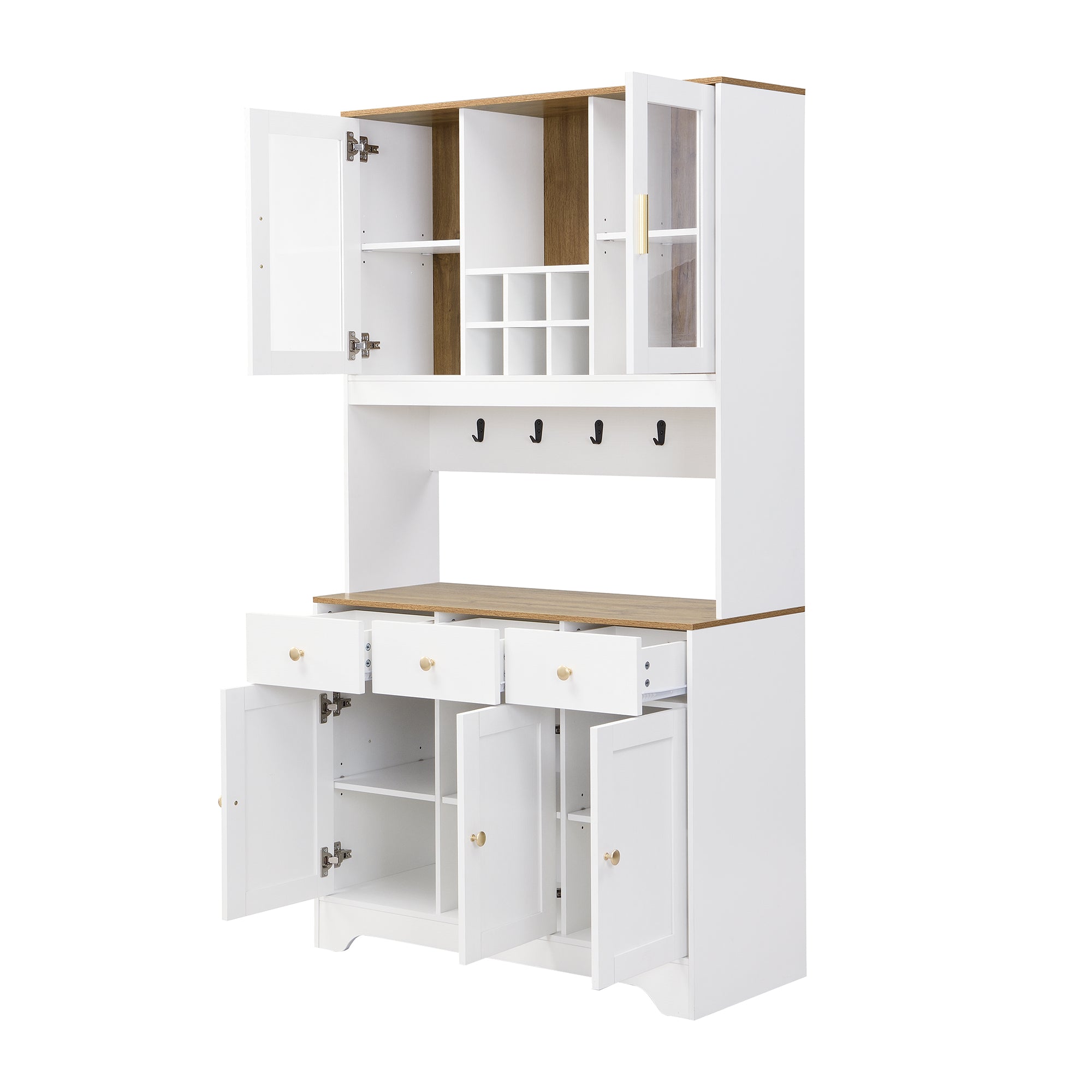 Sideboard Tall Cabinet 94.5x30x175.5 cm White Wood Grain