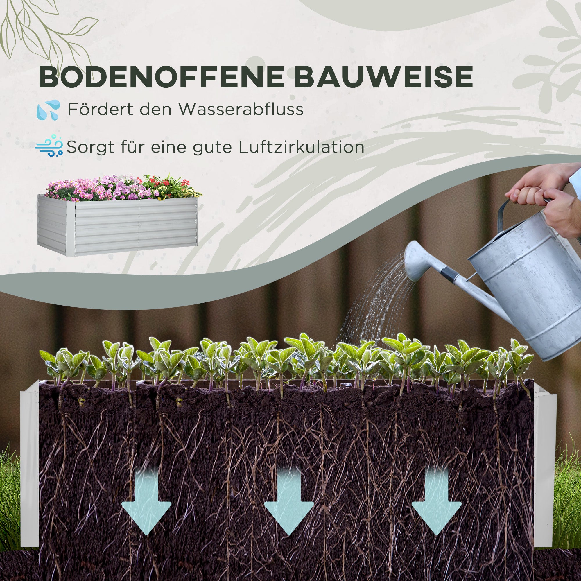 Raised Bed, Steel Planter 180x90x60cm, Steel