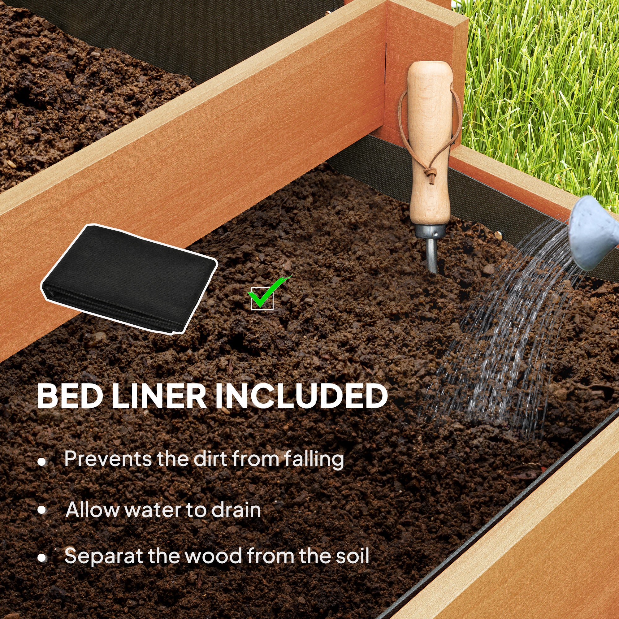 3 Tier Garden Planters Trellis Raised Bed Wood Brown