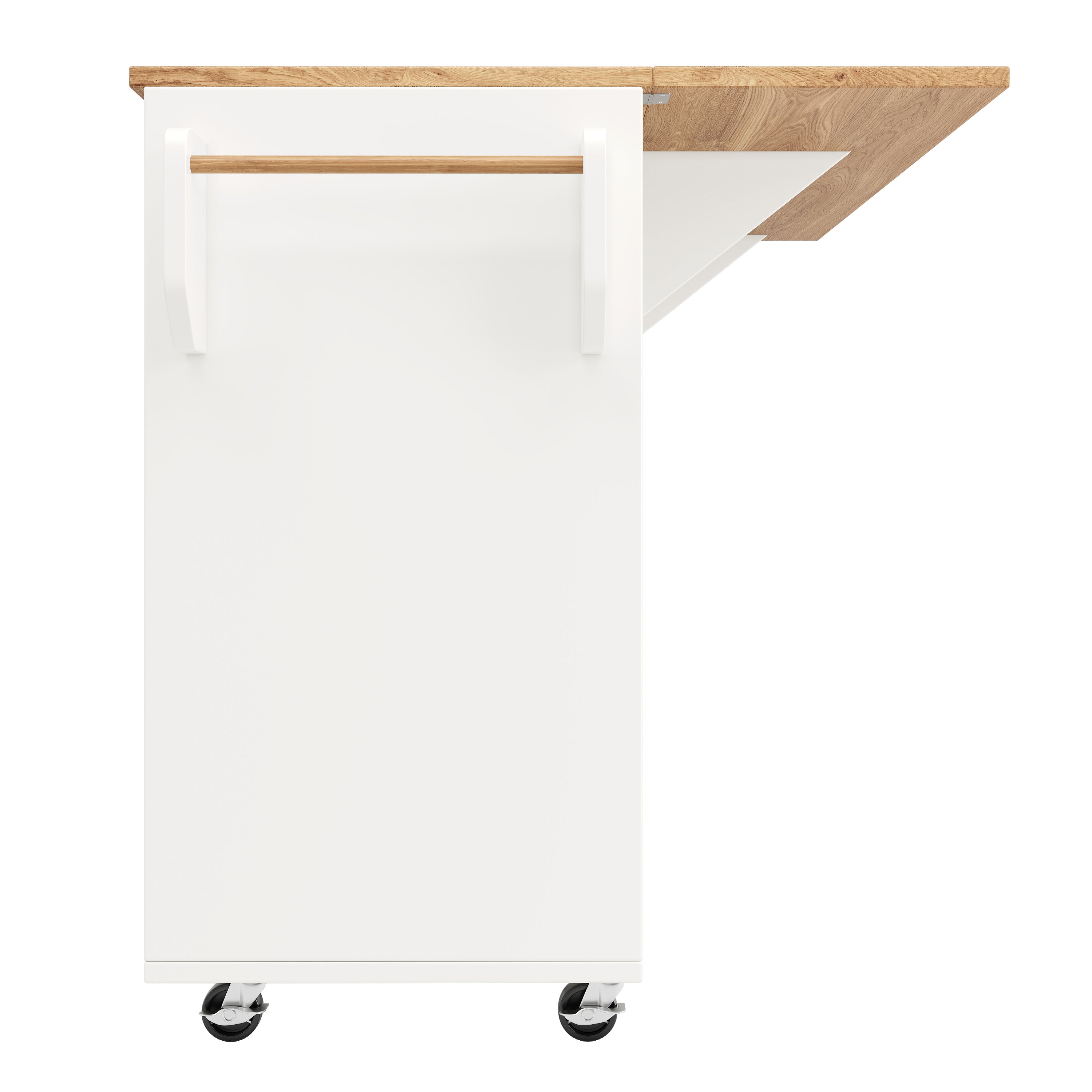 Kitchen Island Sideboard Multifunctional Dining Table Storage Wood Grain - White