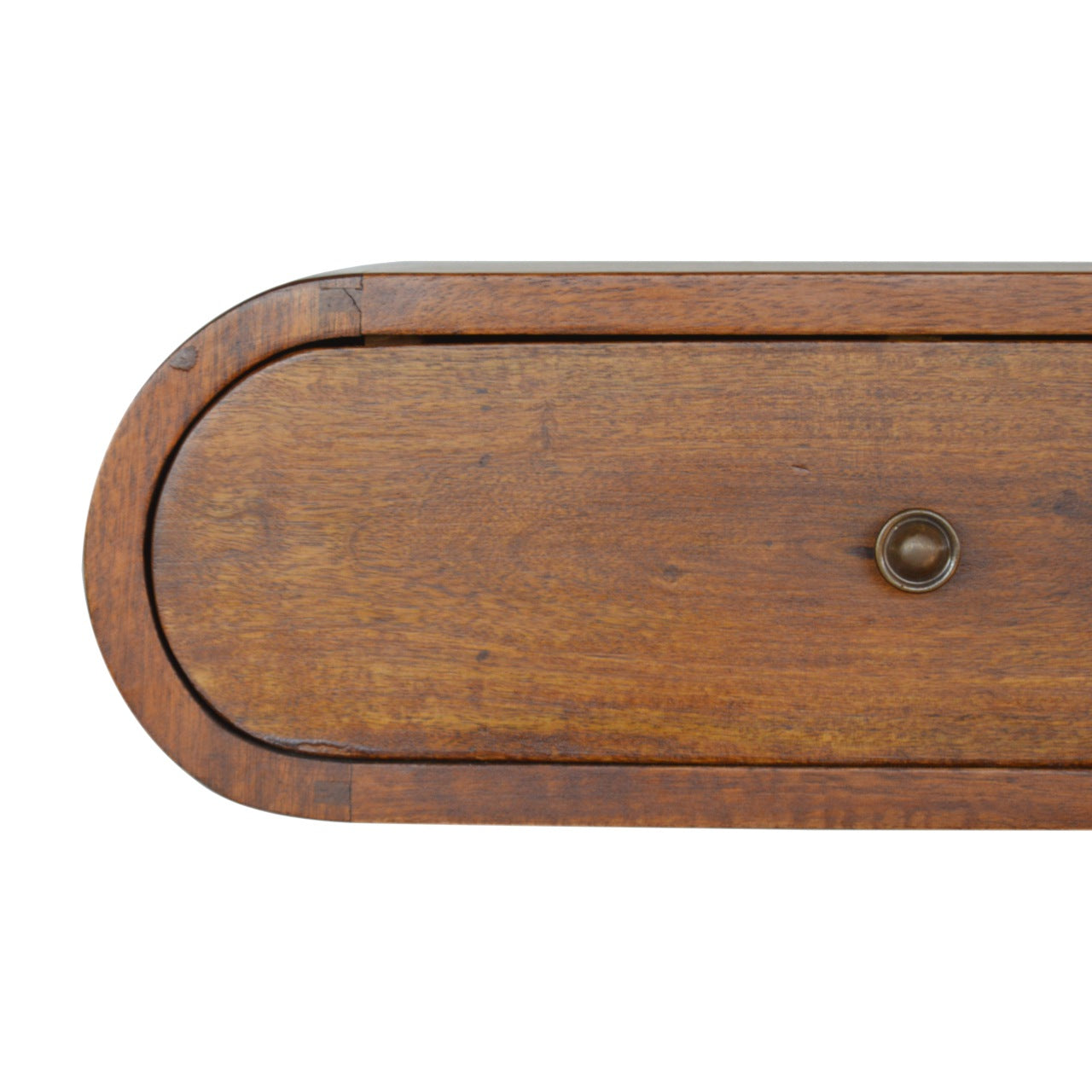 Bedside, Wall Mounted Round 1 Drawer, Solid Wood Brown
