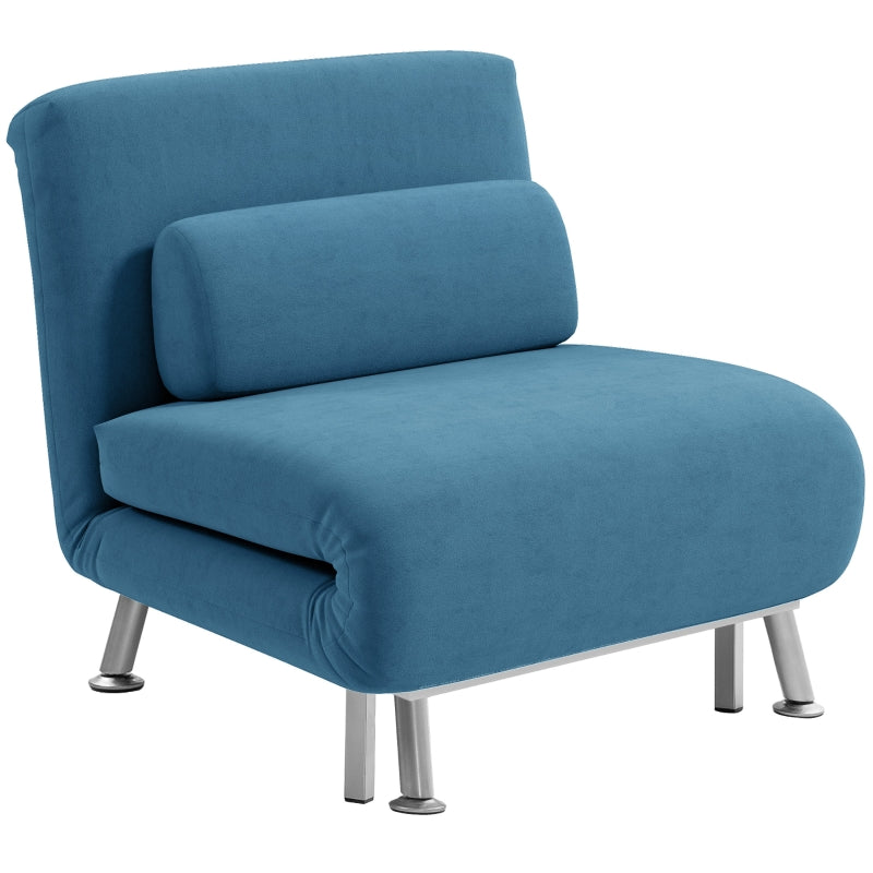 Single Sleeper Chair - Velvet-Feel, Blue