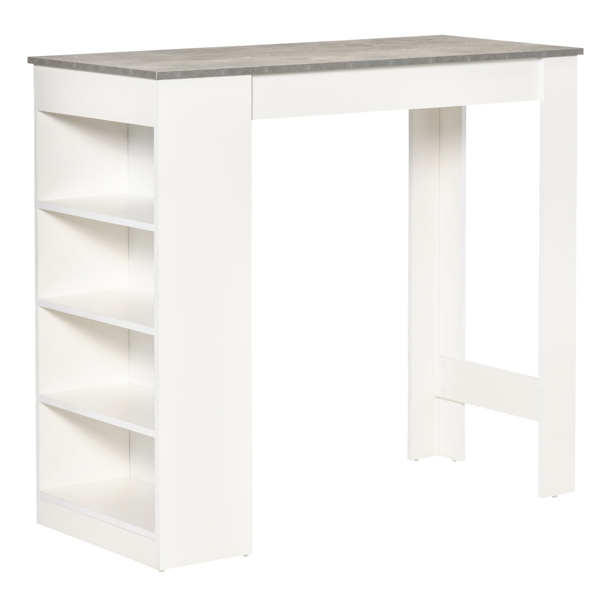 Bar Table Dining Table with 4-Tier Storage Shelf Grey