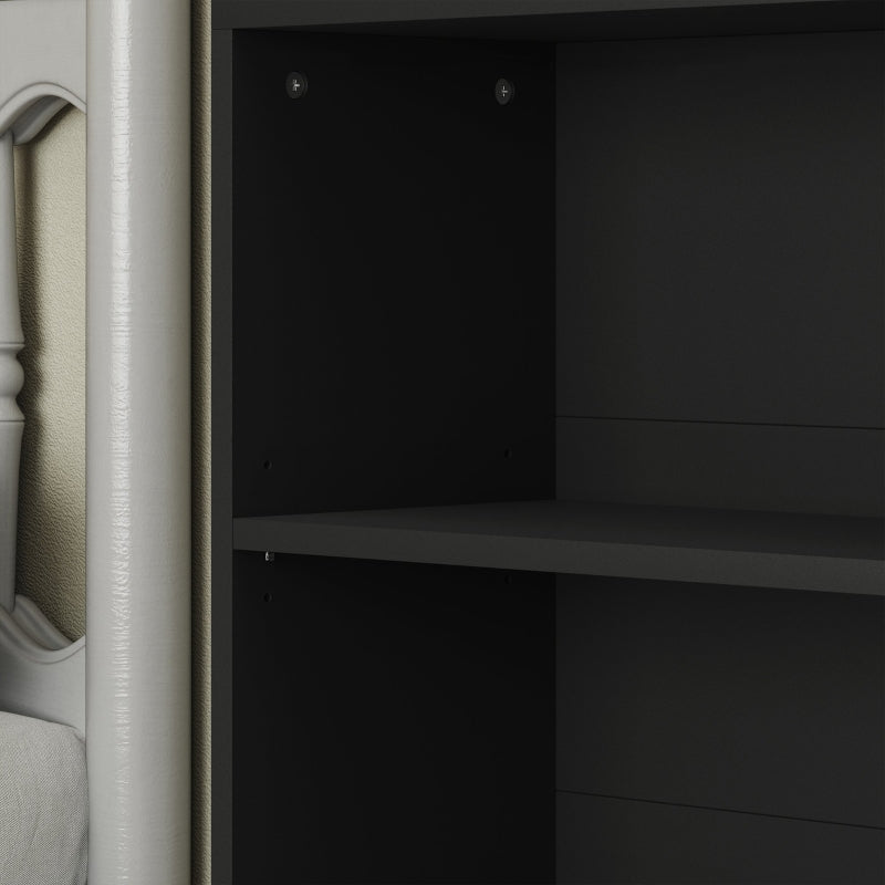 Six Shelf Bookcase, Adjustable Shelves Sturdy Particle Board, Black