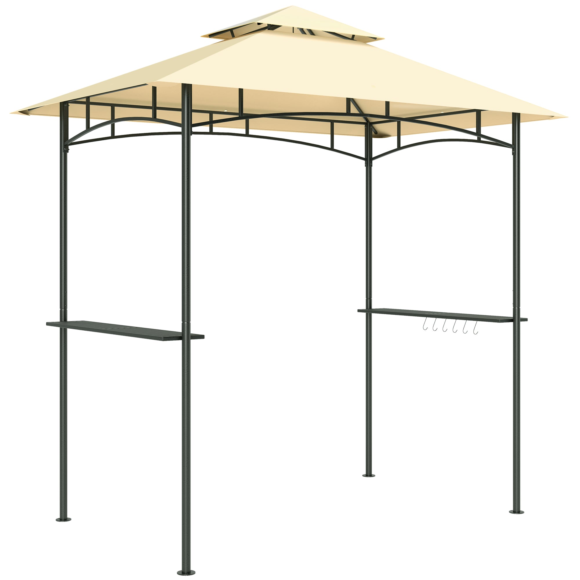 BBQ Pavilion, LED Double-layer Roof Side Shelves, Beige