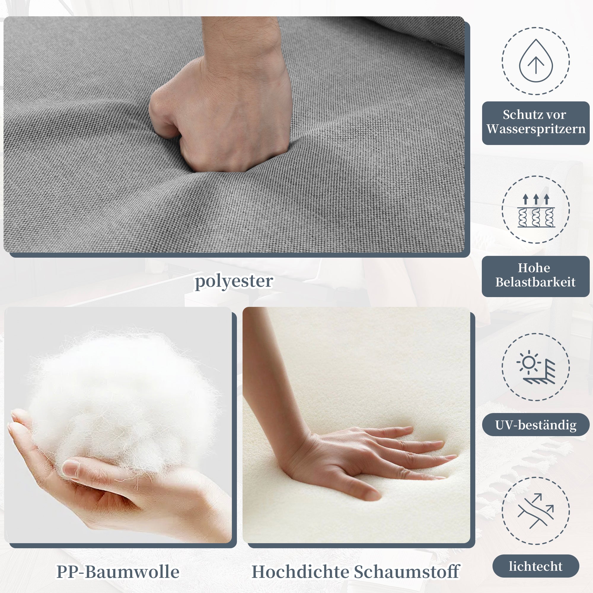 Garden Lounge Set with 2-Seater Sofa, 2 Armchairs and Coffee Table, Grey PE Rope and Steel