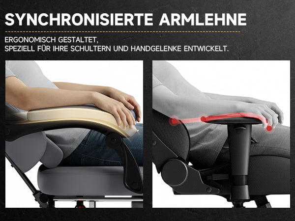 Gaming Chair Ergonomic Massage Footrest 150kg, Grey PVC Leather