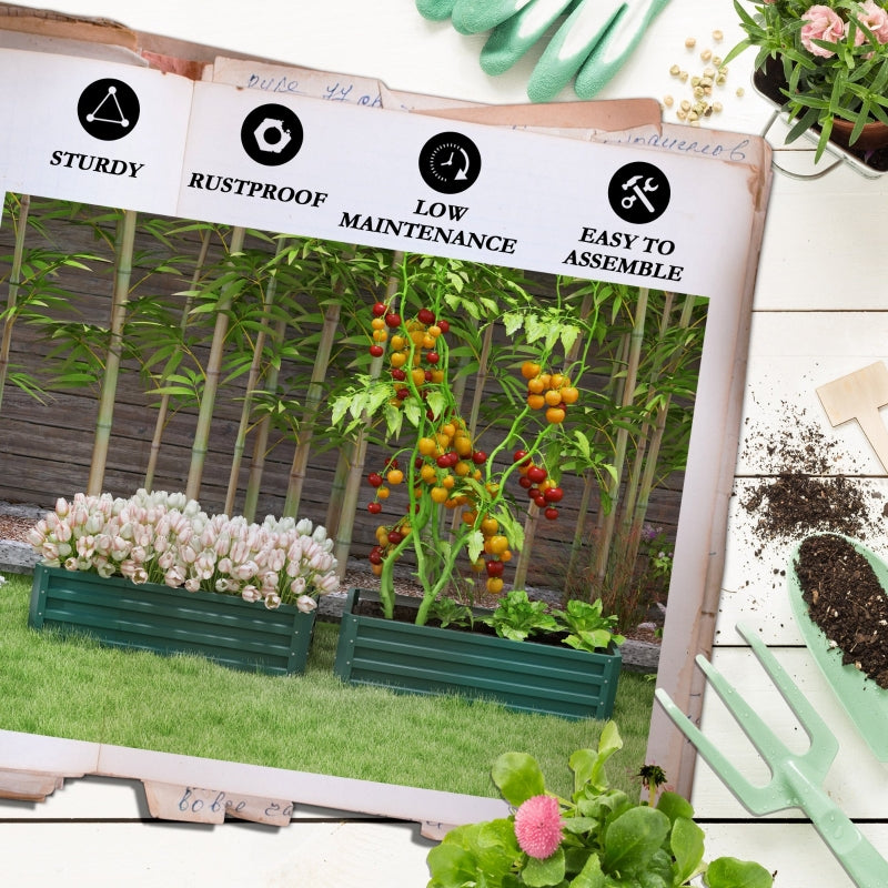 Set of Two Planter Boxes 110 x 65cm Steel, Green