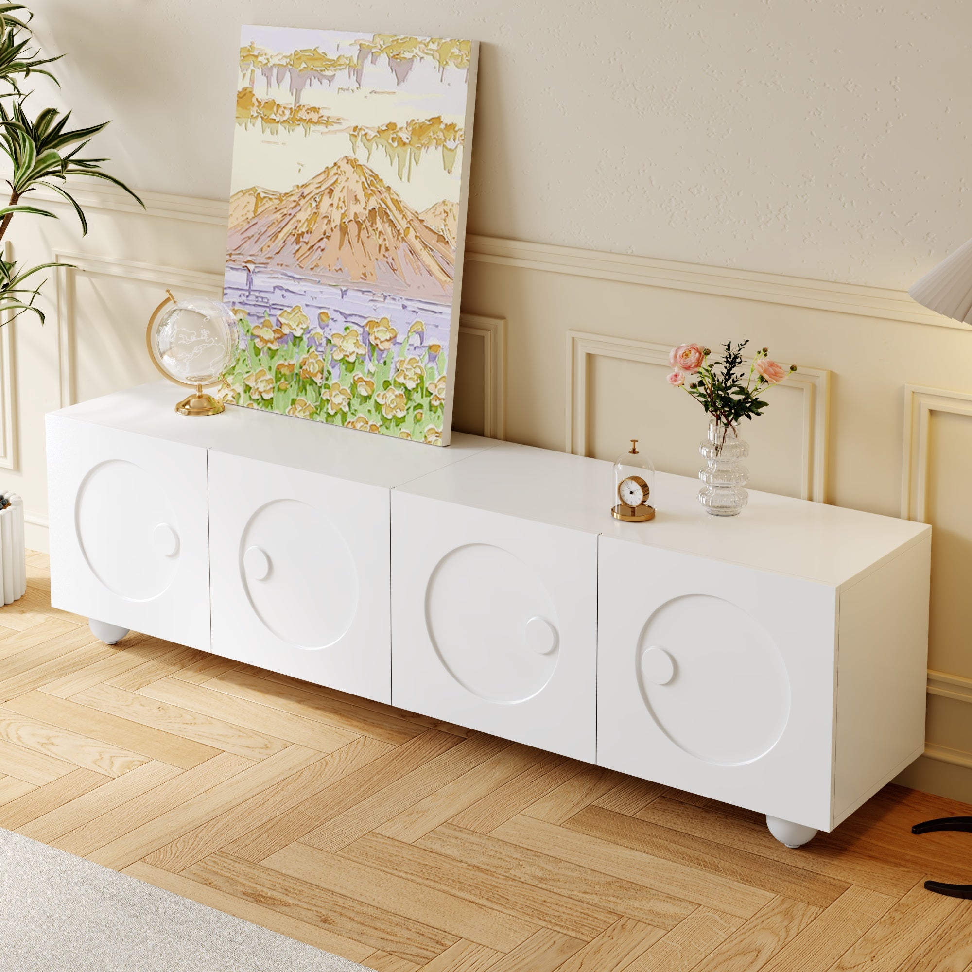 TV Cabinet Low Stand 180.5 x 38 x 50 cm, White