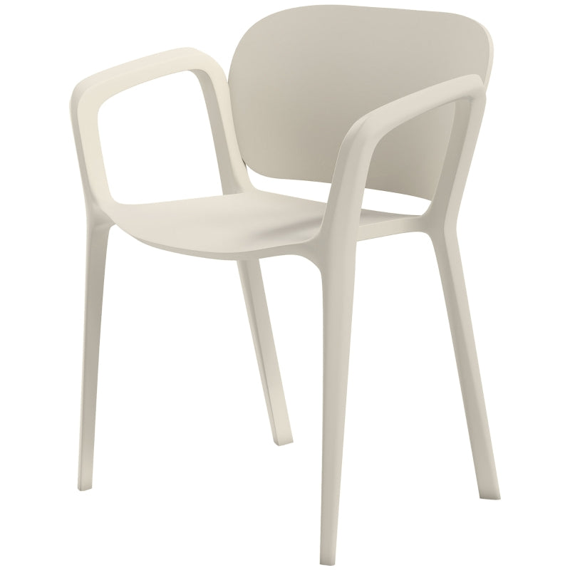 Garden Chair Set, 4 Stackable Plastic Chairs with Armrest Backrest, 120 kg Loadable, Weatherproof