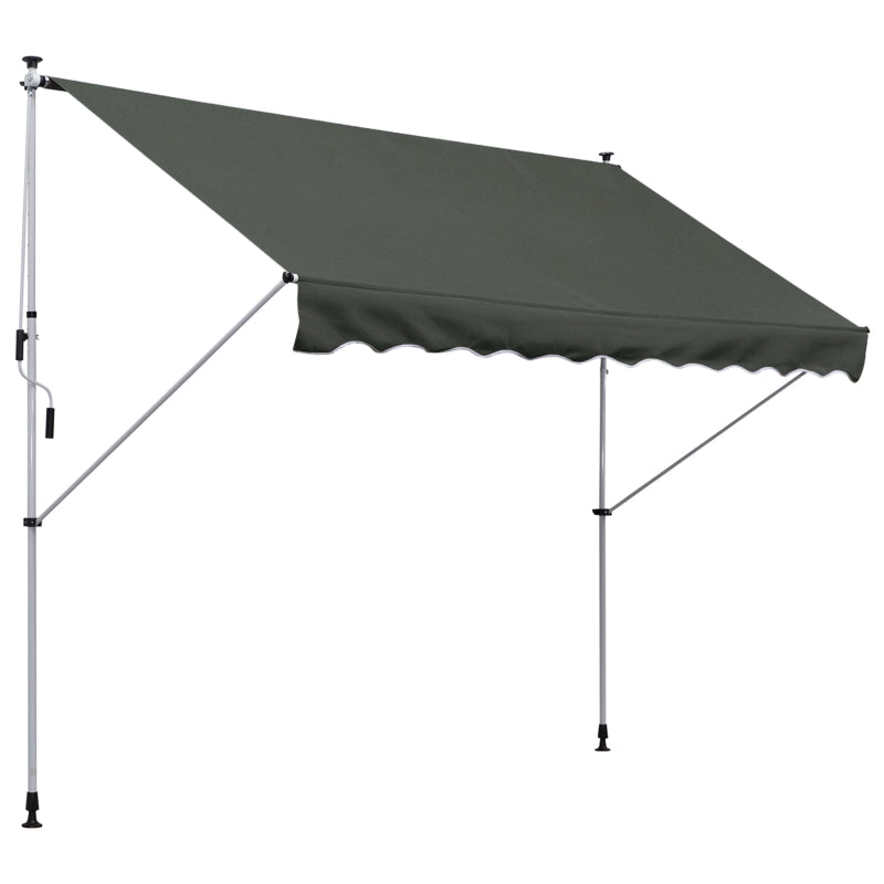 Freestanding Awning, 300 x 150cm, Hand Crank, Windproof, Aluminum, Gray
