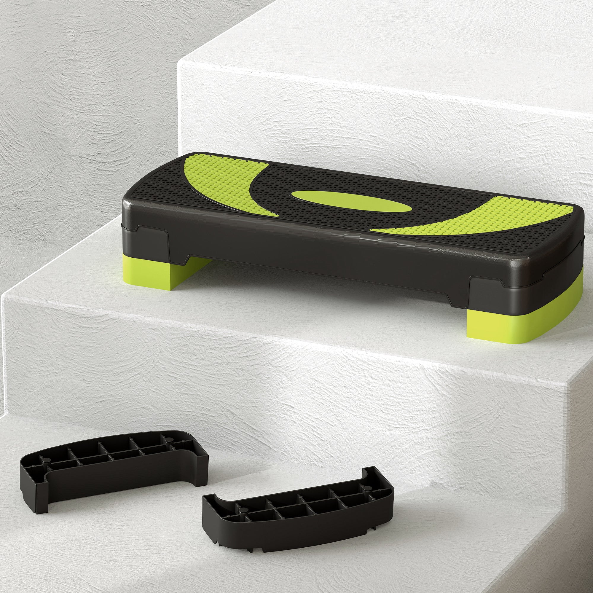 Step Board Aerobic Stepper, Adjustable 3 Levels, 150 kg, Green