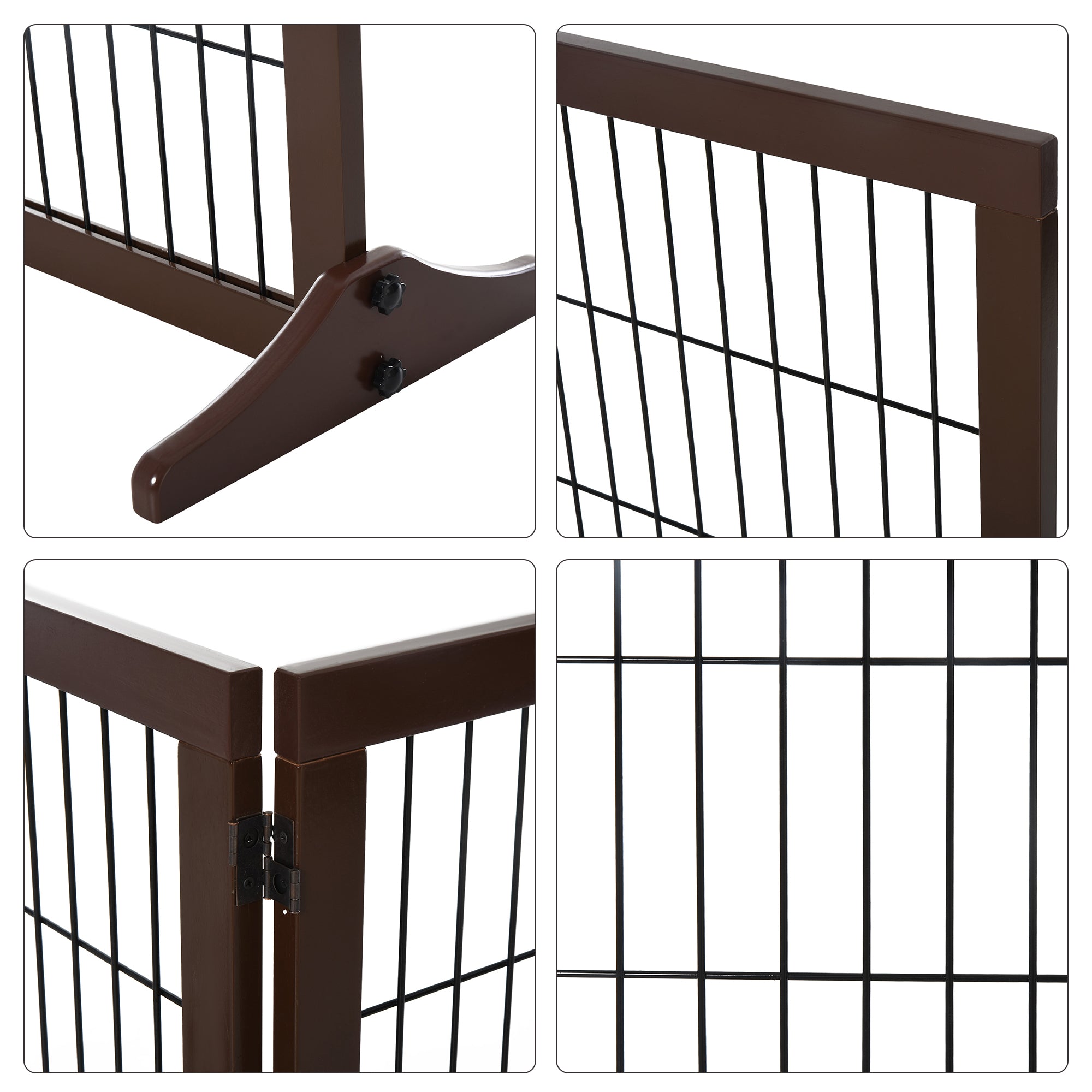 Dog Gate, Freestanding, Pinewood, Brown