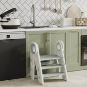 Kids Step Stool Foldable Adjustable Non-Slip Handle, Grey