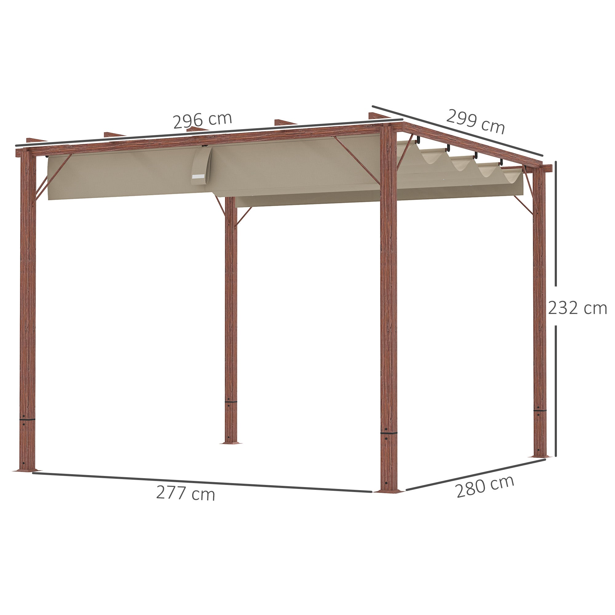 Retractable Roof Pergola 3x3m Natural Wood Finish