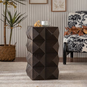 60cm height three-dimensional embossed pattern design retro side table retro wooden nightstand brown