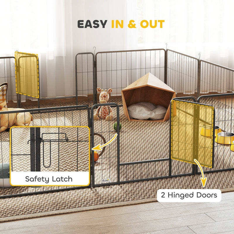 12 Panels Heavy Duty Puppy Playpen, Small Dogs Indoor Outdoor - Silver