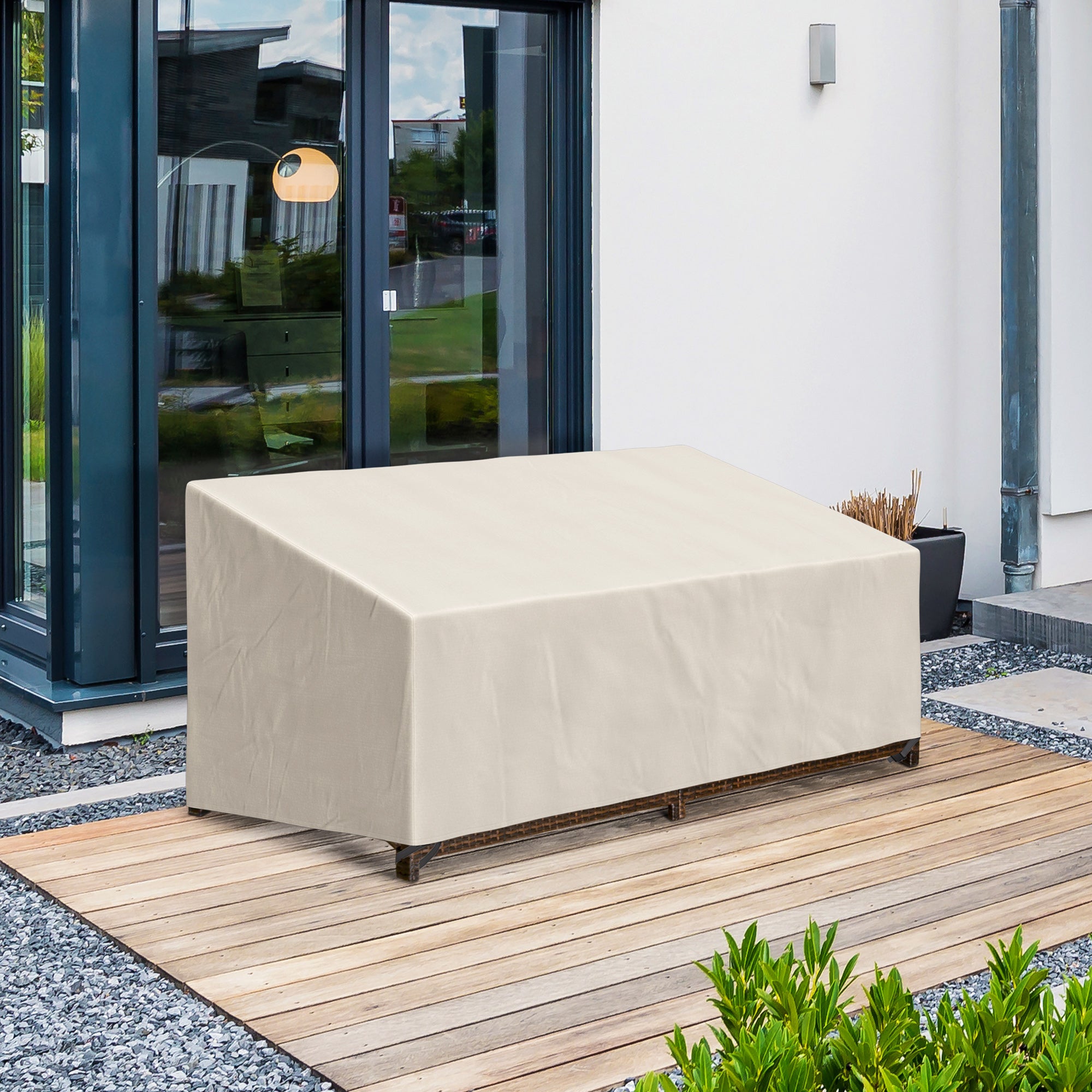 Garden Furniture Cover Waterproof 3 Seater Sofa Protector, 600D Oxford Cloth Beige