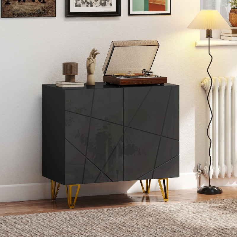 Modern Luxe Sideboard with Hairpin Legs, High Gloss Black