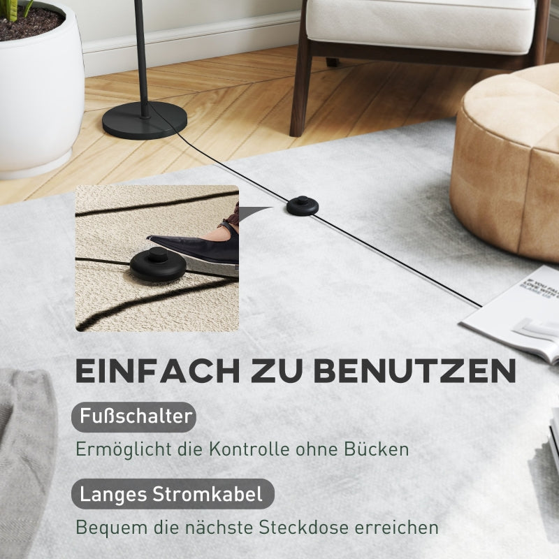 Floor Lamp Moon-Shade, Foot Switch, 3 Color Temperatures, Metal Black