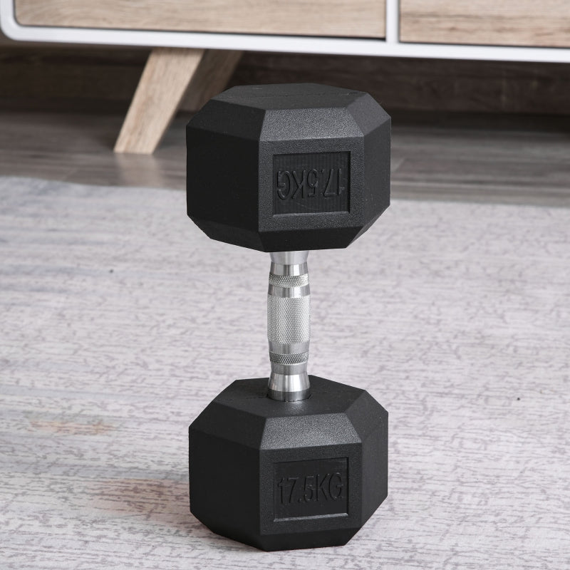 Dumbbell 2x17.5kg Hex Hand Weights Home Gym Rubber