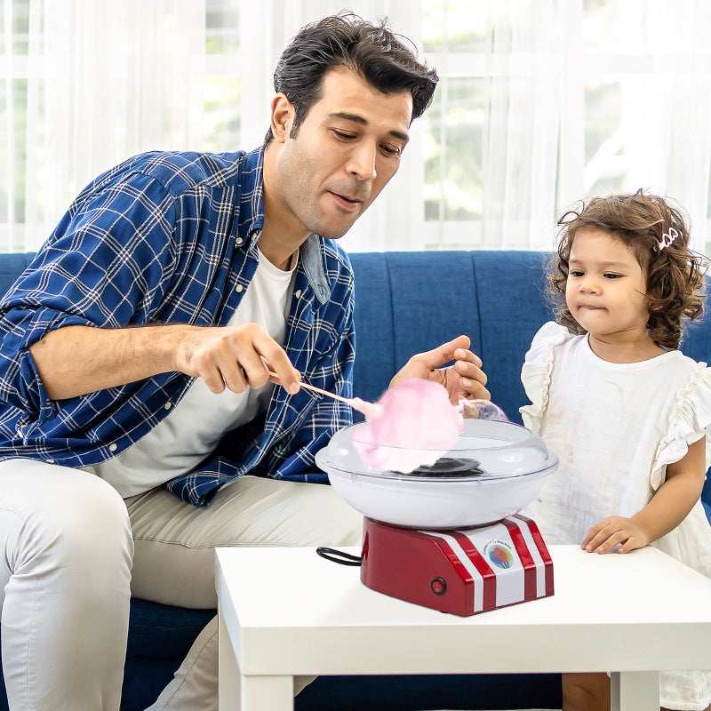 Professional Cotton Floss Machine with 10 Bamboo Sticks, Red