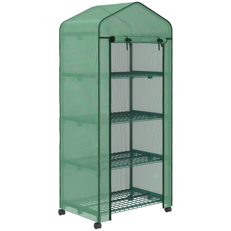 Plastic Greenhouse, 4 Shelves, 69x50x165cm, Green