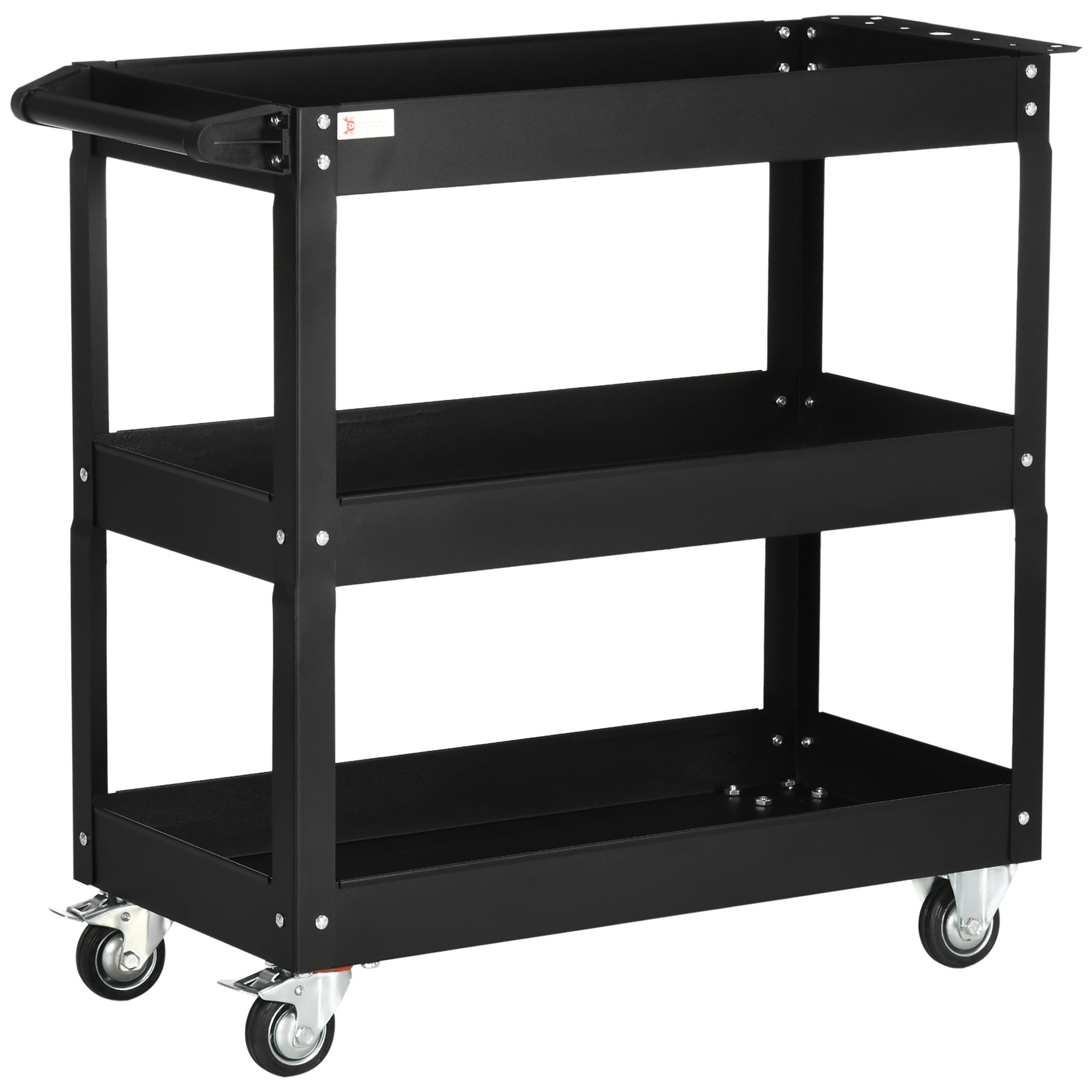 DURHAND Workshop Trolley, 3 Shelves, 150 kg, Black Steel