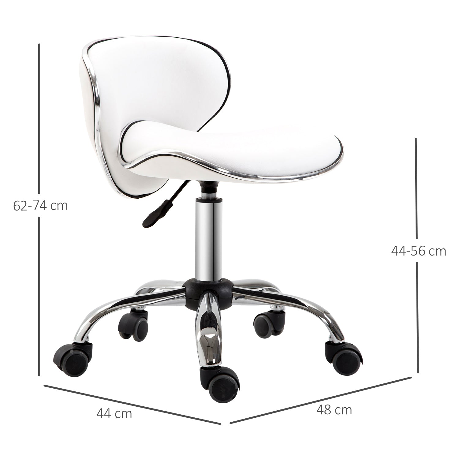 Beauty Salon Chair Adjustable Rolling Swivel Stool - White