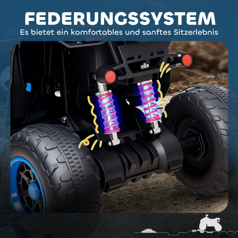 Electric Quad Bike for Children with LED Headlights and Music, Blue