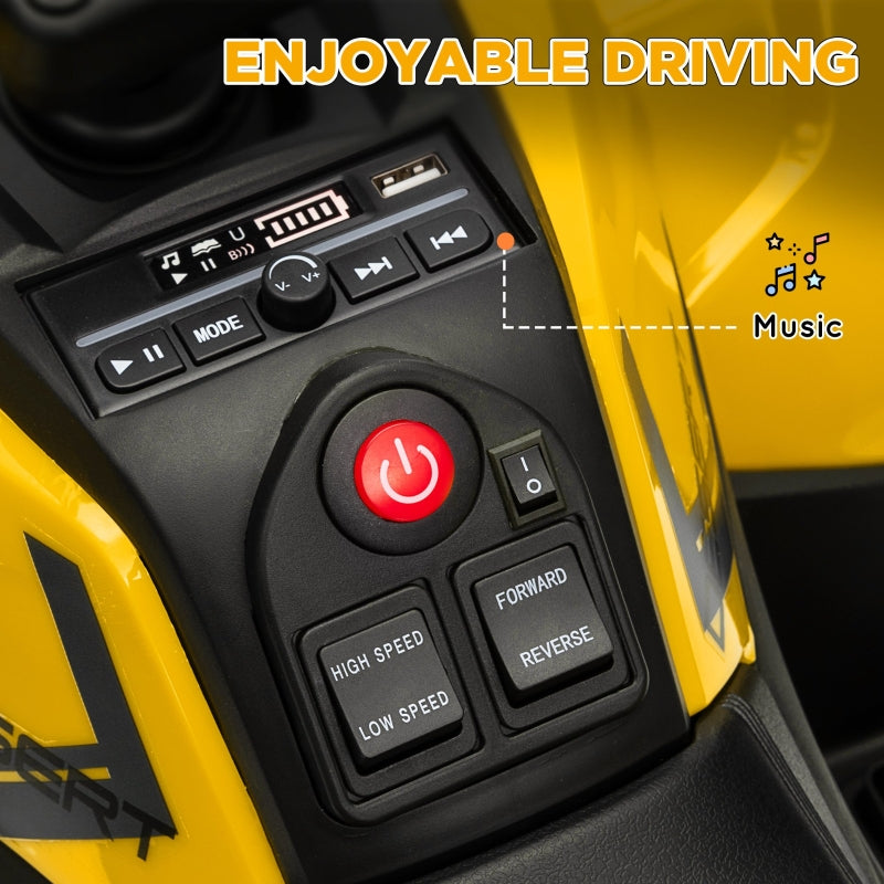 Kids Electric Ride on ATV, 12V Battery-Powered Quad Bike with Spring Suspension, Yellow