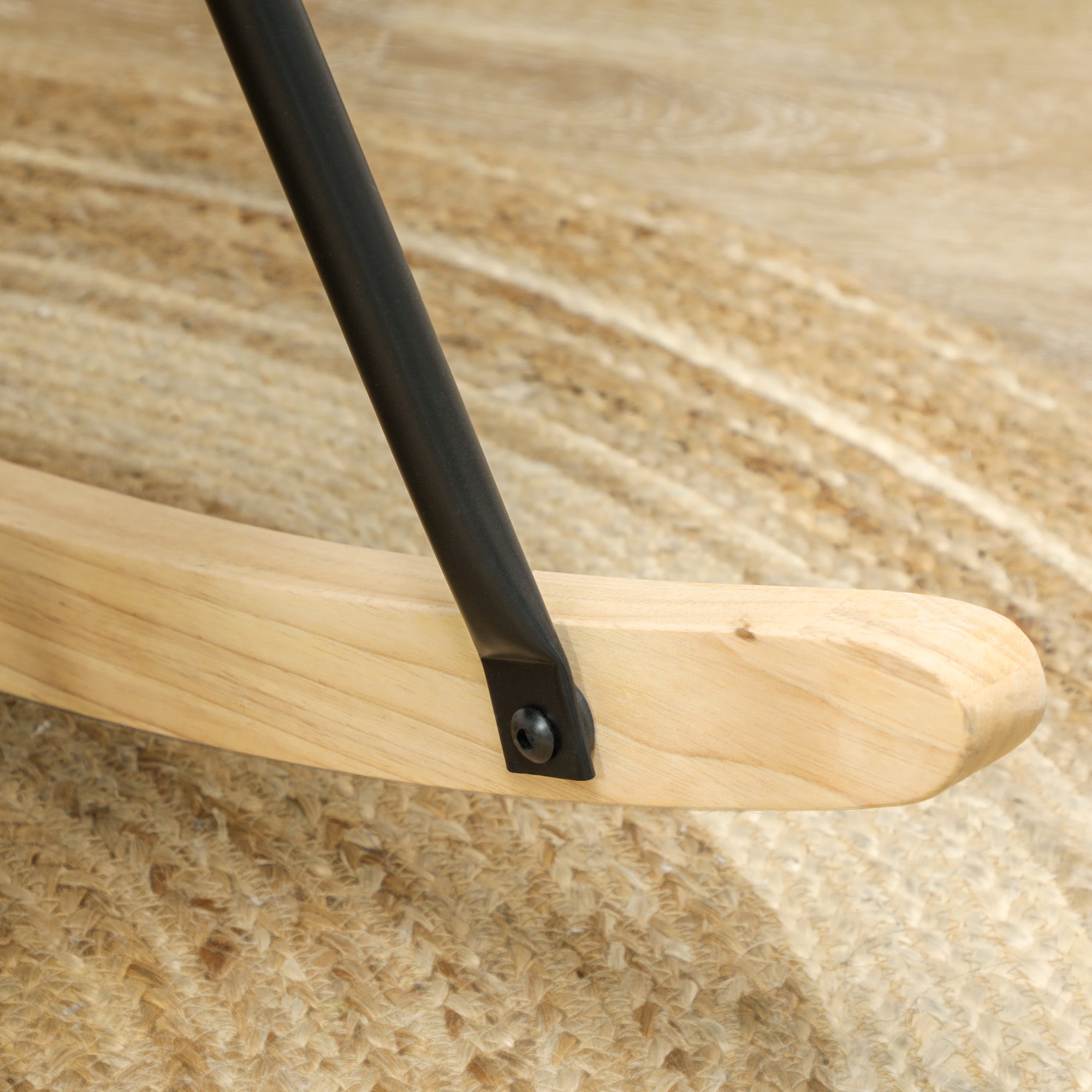 Rocking Chair Upholstered Armrest Wooden Runners 120kg Light Blue Berber Fleece