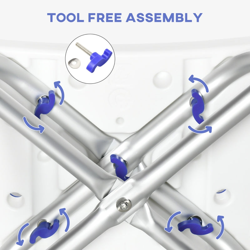 Shower/Bath Stool 44-51.5cm Adjustable Height Aluminium Frame White