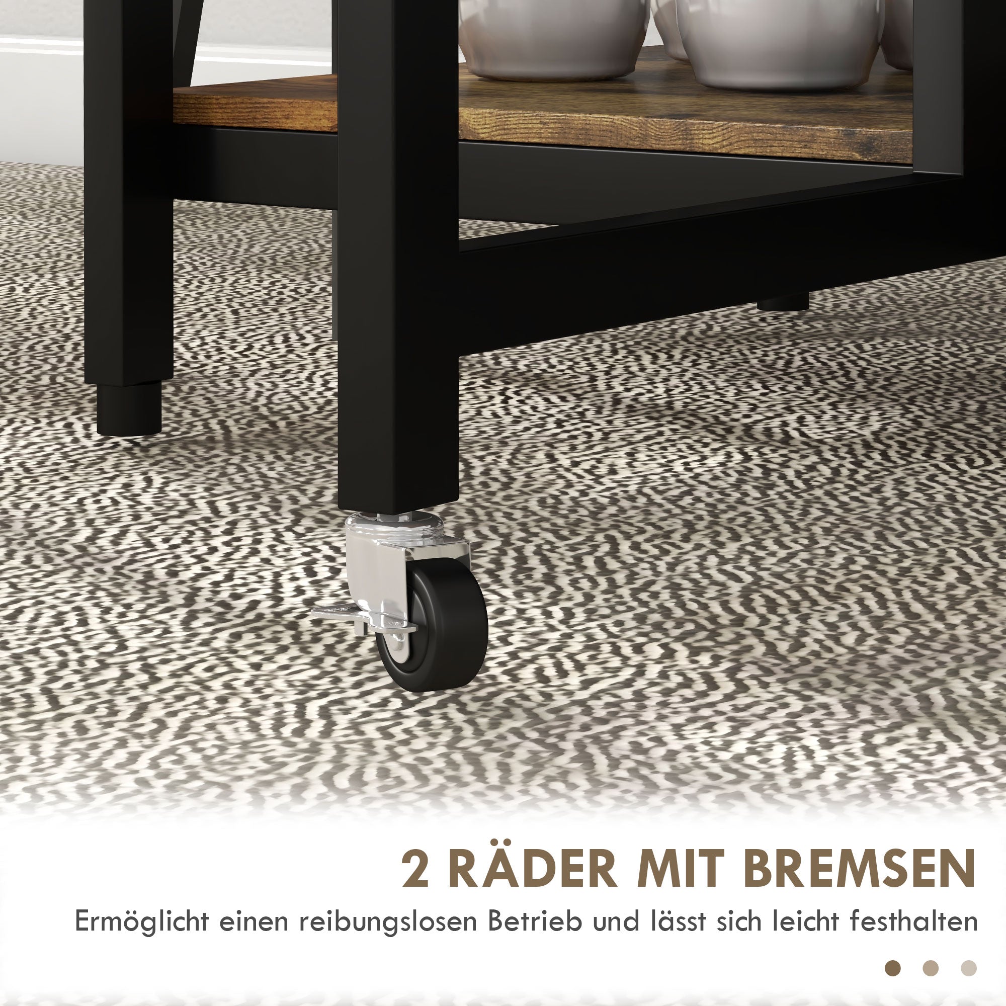 Folding Dining Table, Wheels, 140x80cm, 2-6 People, Rustic Brown Steel