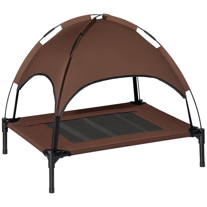 Outdoor Pet Bed with Canopy, Elevated, Taffeta Fabric, Coffee