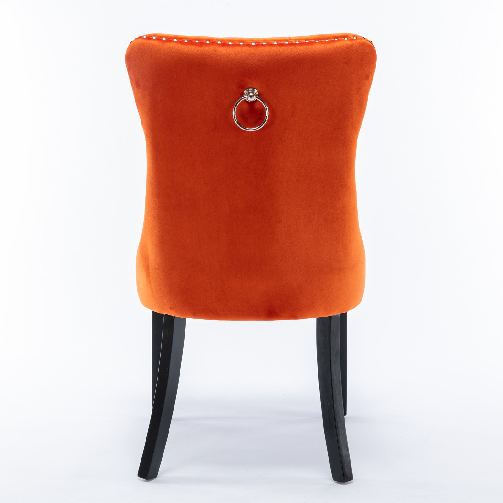 Nikki Collection Tufted Solid Wood Dining Chair with Nailhead Trim, Velvet Orange