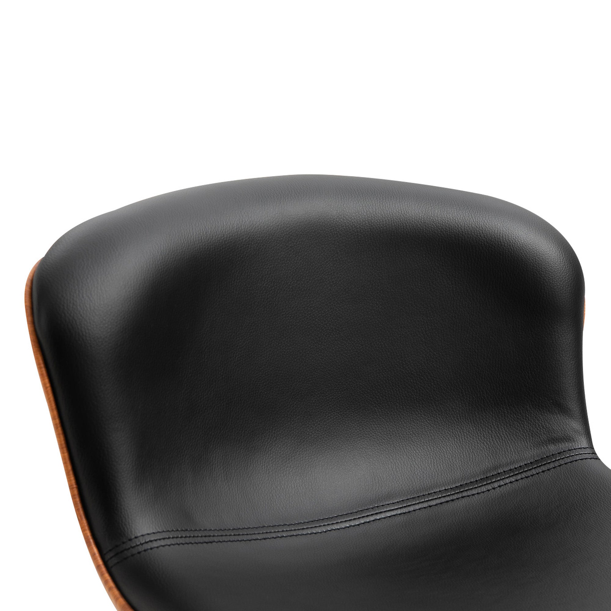 Kitchen Bar Stool Set of 2, Height-Adjustable Swivel with Footrest & Backrest, Faux Leather Black