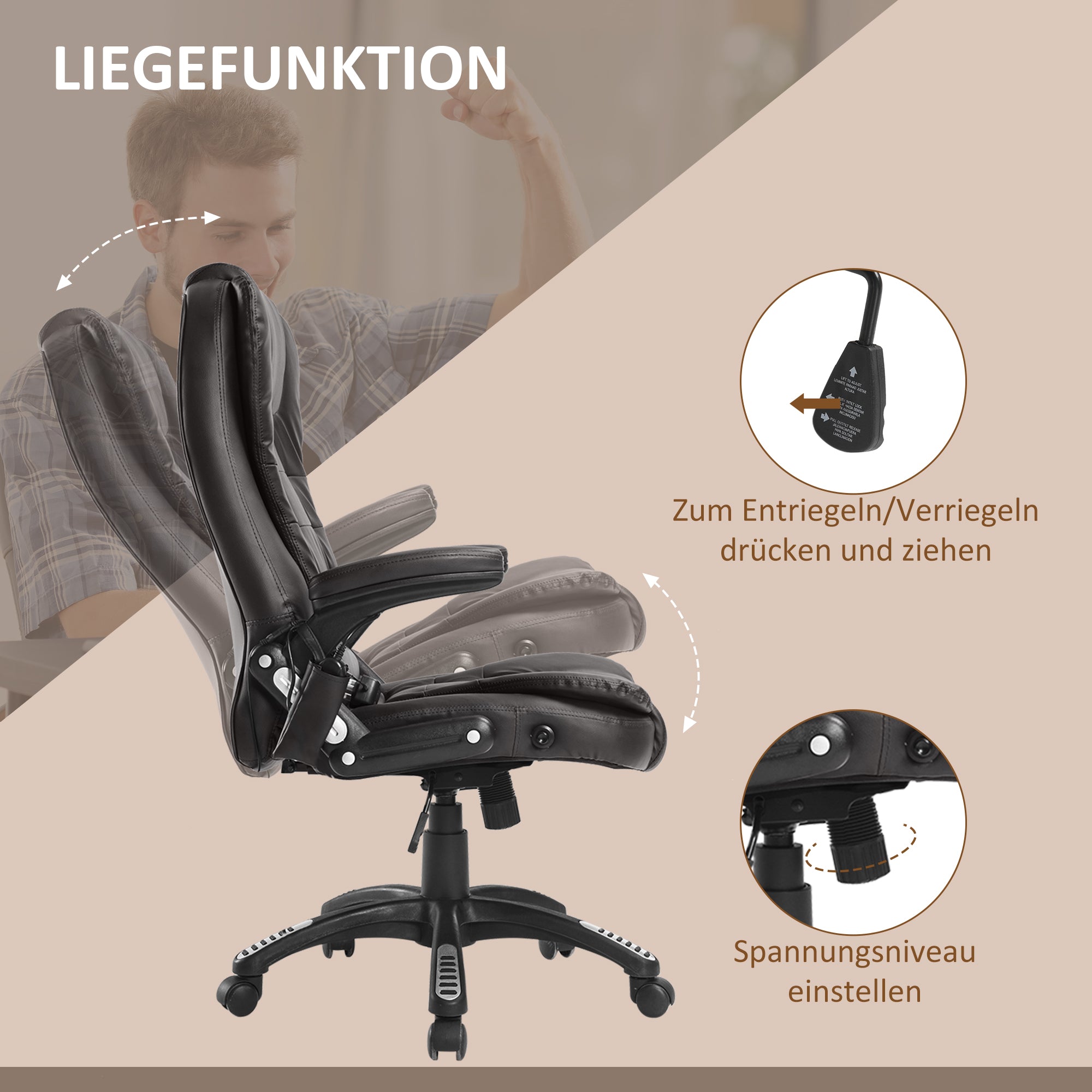Massage Office Executive Gaming Chair with 6-Point Vibration, Heat Function, Artificial Leather