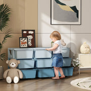 Kids Storage Unit, Nine Drawer Polypropylene - Blue