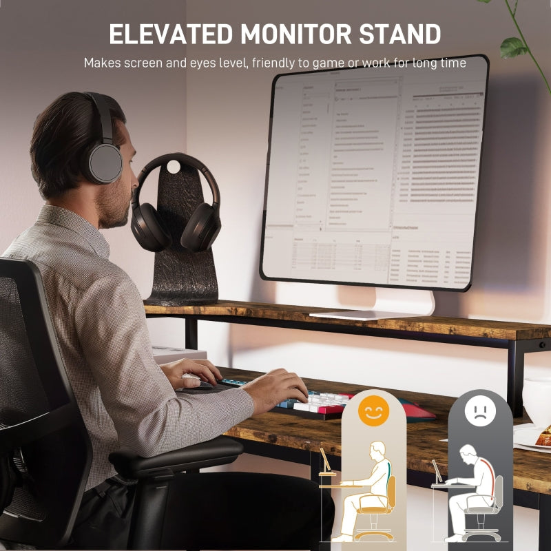 Industrial L-Shaped Multi-Work Desk - Brown