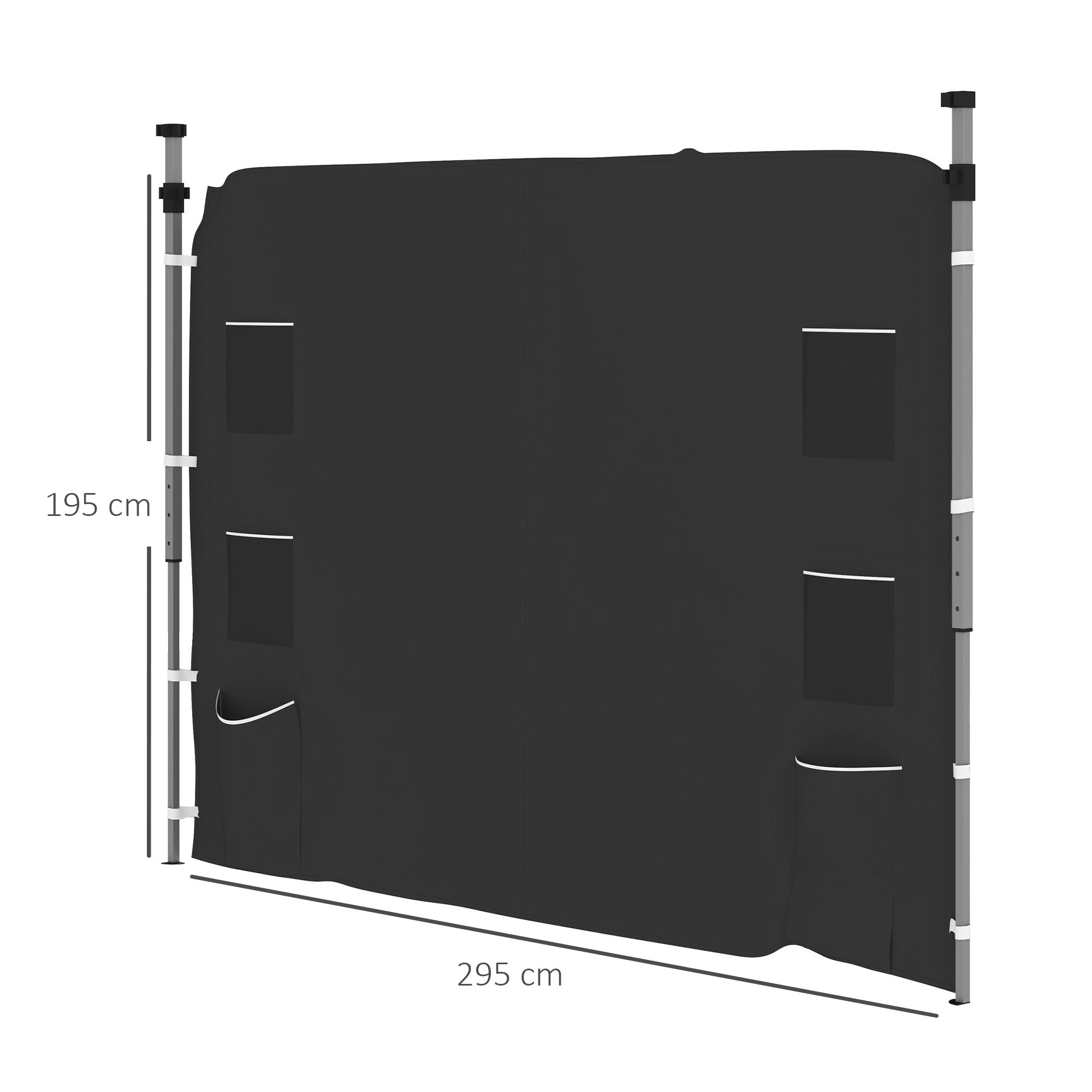 Replacement Gazebo Sidewall, 195 x 295cm, Black
