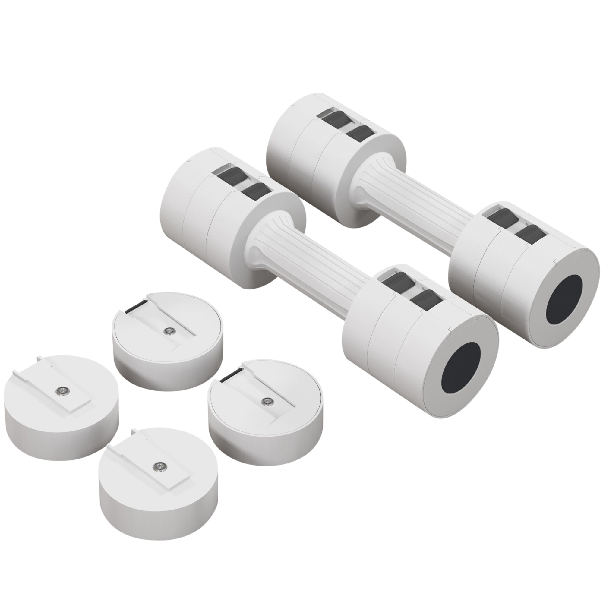 Dumbbells, Adjustable Weight, Plastic White