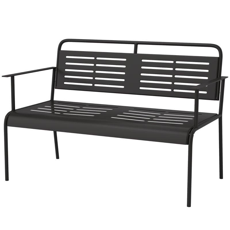 2-Seater Garden Bench, Water-Repellent, 240kg Load, Black