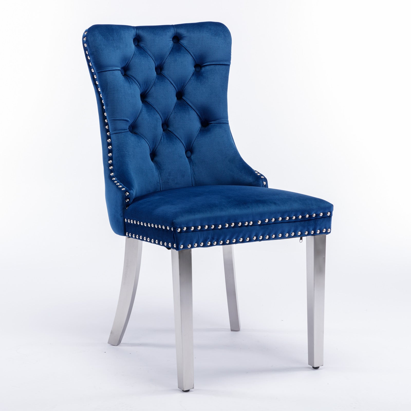 Nikki Collection Tufted Velvet Dining Chair Set of 2 - Blue/Chrome