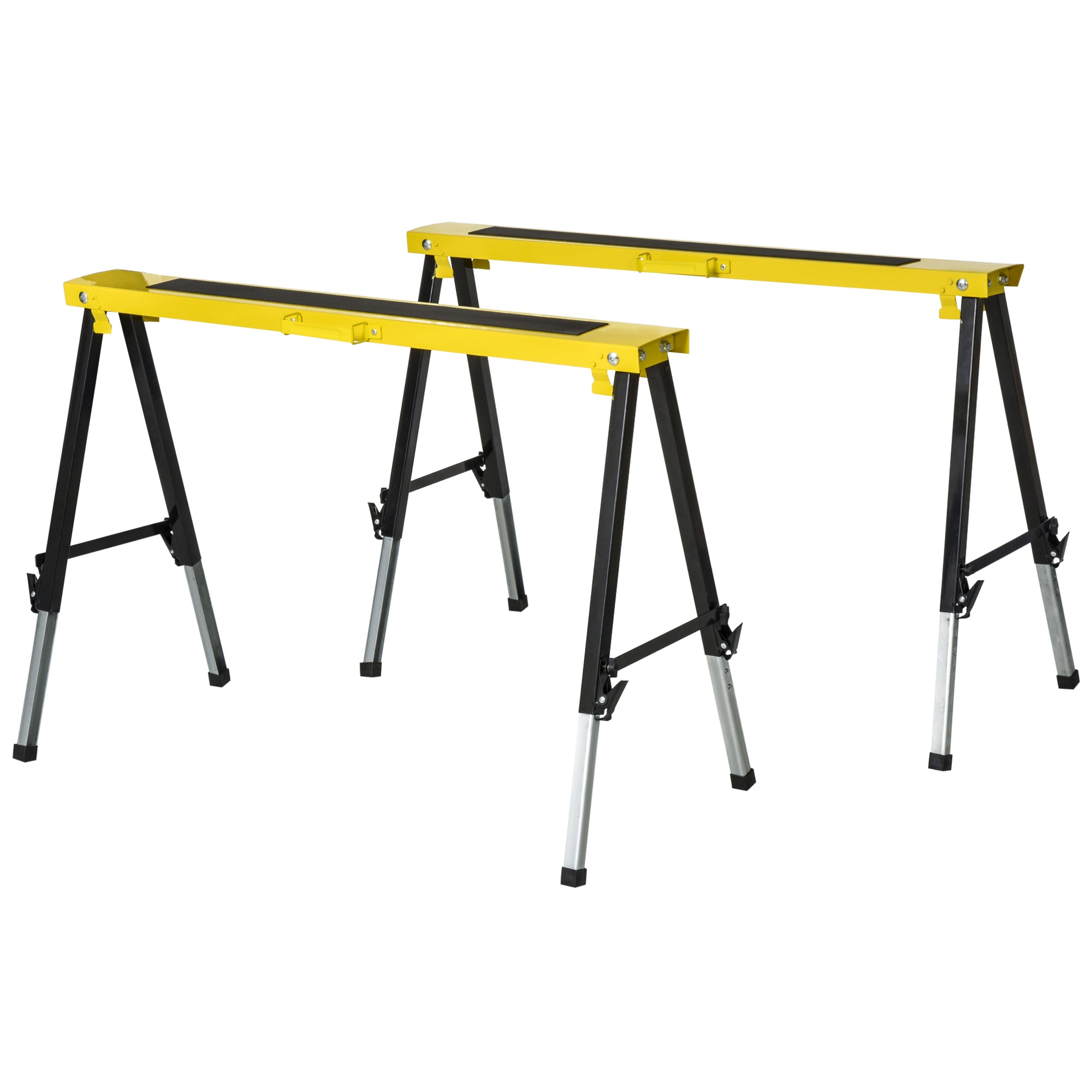 DURHAND Sawhorse Folding Workbenches, Non-Slip Steel Yellow Black