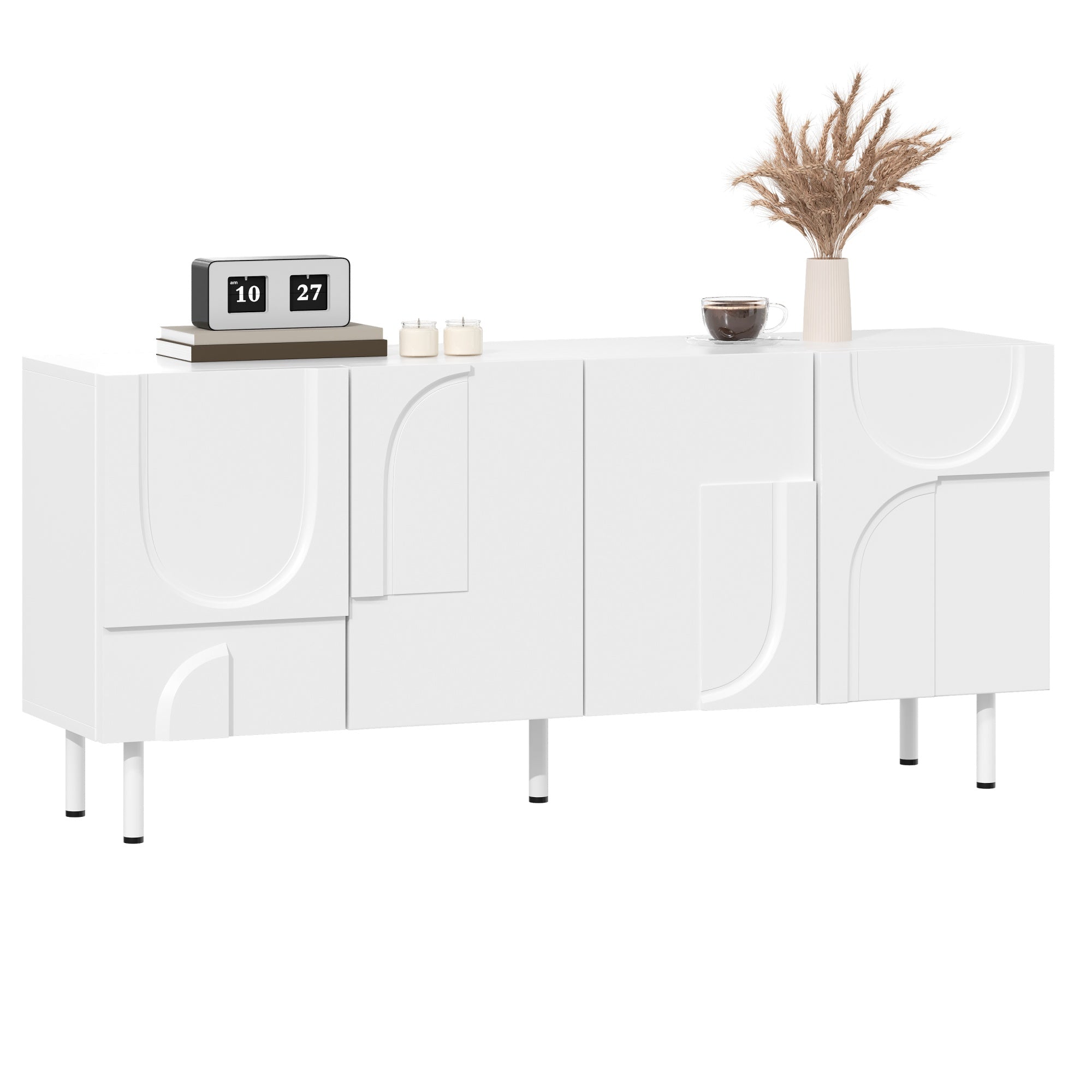 Sideboard Geometric Designer Multiple Storage White