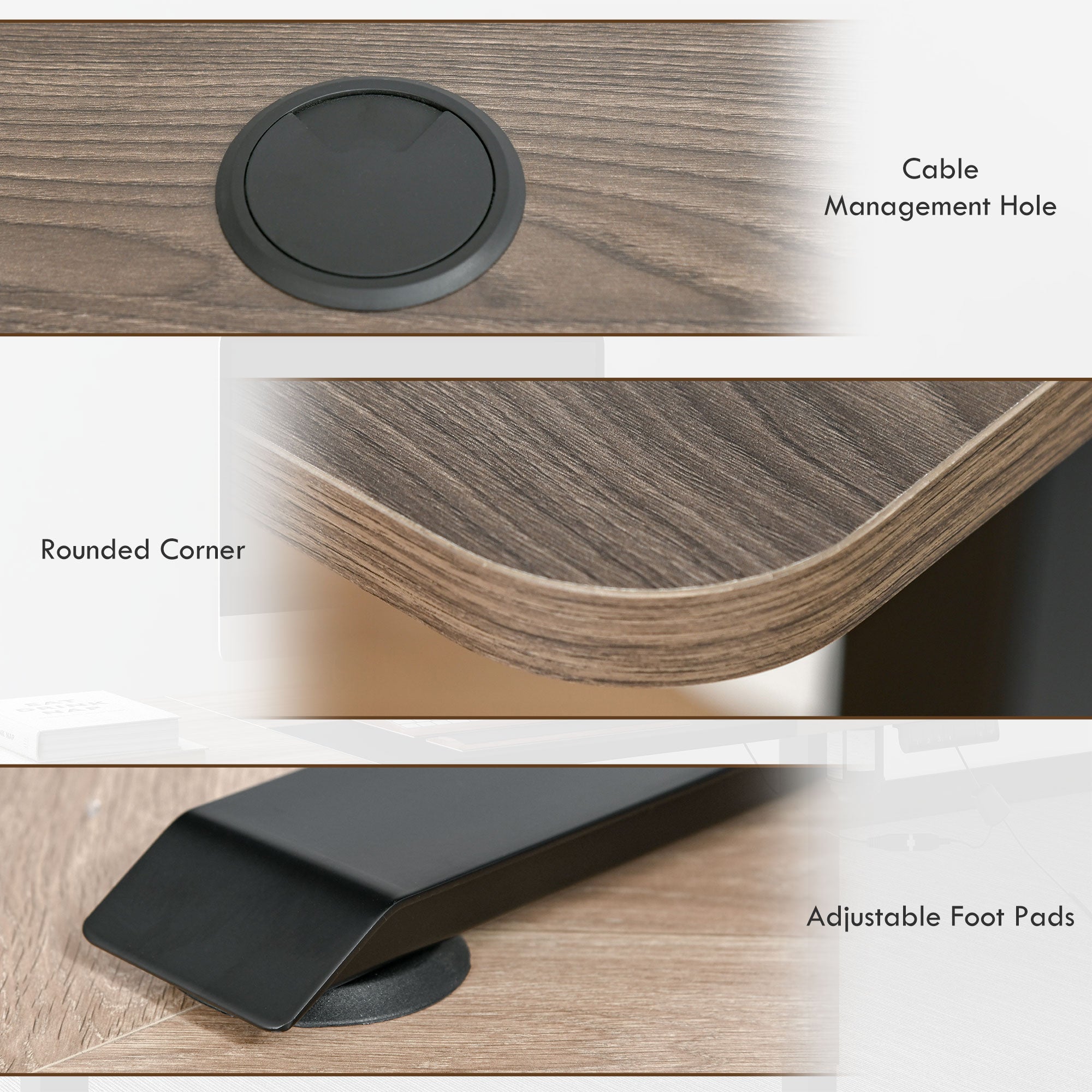 Electric Desk Frame Motor Height Adjustable Standing Computer Desk, Natural/Black