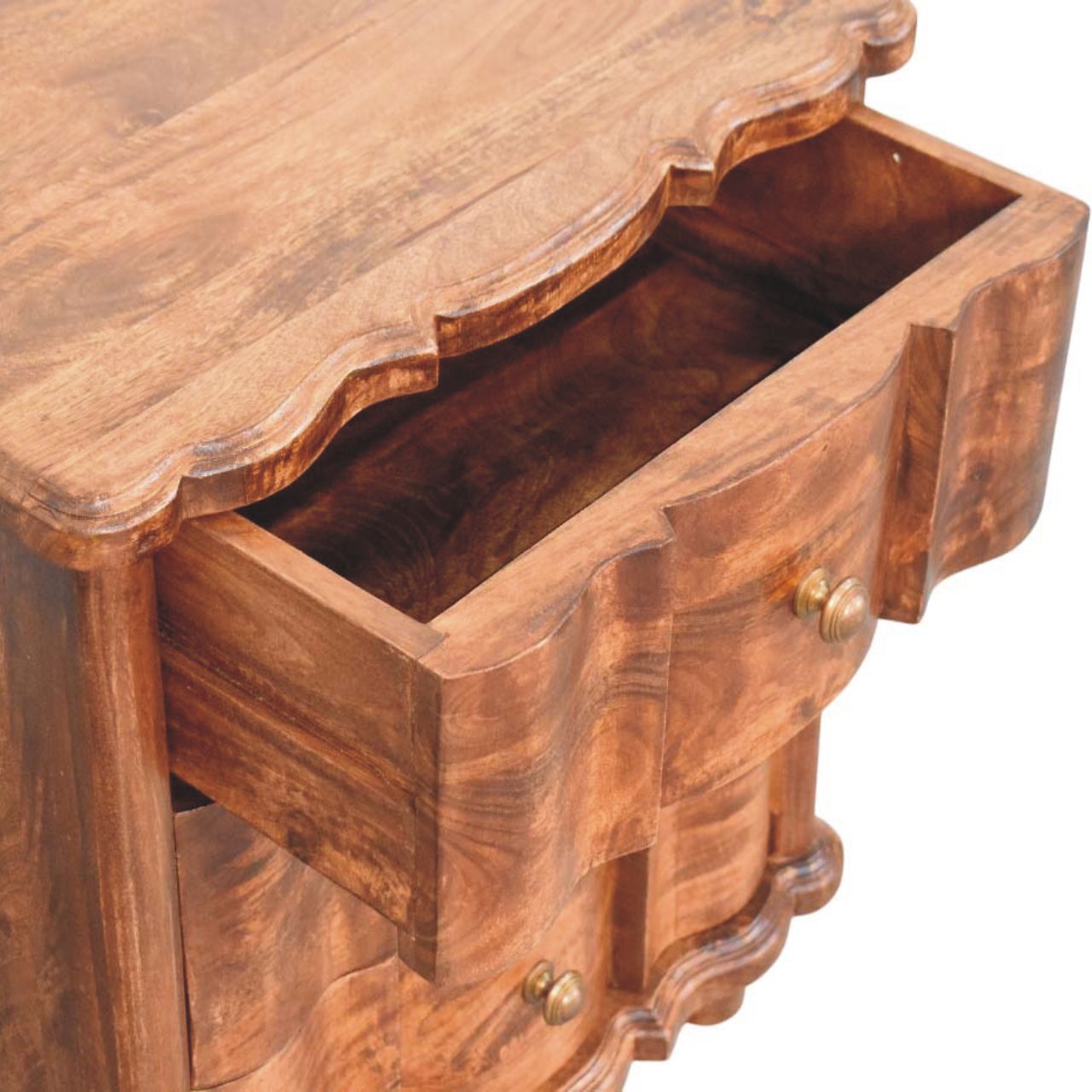 Valencia Bedside with 3 Drawers, Solid Wood Brown