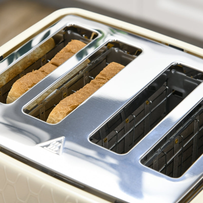 Kettle with Toaster 1.7L 4 Slices Breakfast Set, Beige